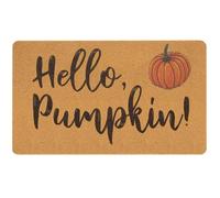 IZUS Hello-Pumpkin Welcome-Doormats - Non-Slip Coir Entrance-Mat Fall-Harvest-Festival Front-Door-Mat Porch-Rugs Home-Decor 17x29inches