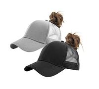 IZUS Solid Ponytail Hat Baseball Cap Cotton Mesh High Bun Pony Cap Women - - One Size