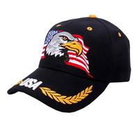 IZUS USA-Flag Eagles-Hat American Baseball-Cap Embroidered Base-Ball Dad Hat Cap for Men Women, Black, One size