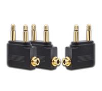IZyufan 3 Pieces Airplane Headphone Adapter, Dual 3.5mm Male to 3.5mm Female Headphone Jack Adapter Gold Plated (Black)