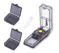 IZyufan Pill Cutter with 2 Small Pill Box, Portable Pill Splitter with Blade and Storage Compartment, Pills Cut in Half Quarter for Tablet Vitamin Medicine and Pills Tablets (Black)