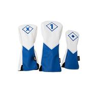 IZZO Golf Premium Headcover Set White/Blue - Includes Driver, Fairway Wood and Hybrid Golf headcovers