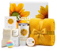 IZZUBIZ Sunflower Get Well Soon Gift Baskets for Women, Care Package for Women, After Surgery Recovery Gifts, Feel Better Set Thinking Of You - Sending You Hug Sunshine Box for Sick Friend