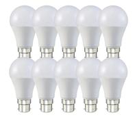 Izzy GLS Bayonet B22 10W Energy Efficient LED Light Bulb, 806 Lumens, 6500K Daylight White (Day White), 60W Equivalent, 15,000hr Life, Non-Dimmable, 15,000hr lifespan, Pack of 10 [Energy Class E]