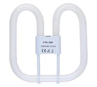Izzy GR10q 4 Pin Bathroom Light Bulb, 2D Square 28W Compact Fluorescent Lamp, CFL Low Energy Light Bulb, 4 Pin Bathroom Light Bulbs for Ceiling Lights, Warm White 3000K, 1850LM [Energy Class A]