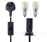 Izzy Himalayan Salt Lamp Replacement Spare Power Cord Cable with Button Control +Safe Plug and 2 Bulbs (E14 Original Replacement)