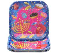 Izzy 'n' Dizzy Hanukkah Plates - Hanukkah Paper Goods - 7 Inch - Serves 10