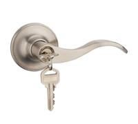 Izzy Right Handed Wave Style Lever Handle Entry Front Door Knob Fit for 33-53MM Thickness Doors, Leverset Lockset, Satinless Steel & Nickel Brushed Finish