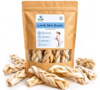 IzzyB Pet Products Natural Skin Braids for Dogs - Goat & Lamb Braids | Long Lasting Natural Dog Chews | High Protein Novel Treats (15 Pack, Lamb)