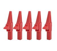 J.60039 Insulated Test Clips 5pcs | CAT II 1000V / 32A with 4mm Socket | Multifunction Test Clamp for Electronic Instruments/Car Batteries/Industrial Equipment | PA & Brass (Red)