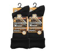 J&A MARTS 2 Pairs Men’s Diabetic Merino Wool Socks -2.4 TOG Thermal Loose Top Non-Elastic Winter Boot Socks for Swollen Feet | UK 6-11 (Black) (Men’s Diabetic Merino 2 Pairs)