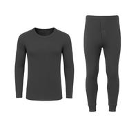 J & A MARTS Men’s Thermal Sleeved Top & Bottom Set - Warm Fleece-Lined Base Layer Long Sleeve Shirt and Long Johns for Winter - Soft Stretch Thermals for Cold Weather Underwear (Grey, Small)