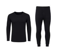J & A MARTS Men’s Thermal Sleeved Top & Bottom Set - Warm Fleece-Lined Base Layer Long Sleeve Shirt and Long Johns for Winter - Soft Stretch Thermals for Cold Weather Underwear (Black, Small)