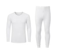J & A MARTS Men’s Thermal Sleeved Top & Bottom Set - Warm Fleece-Lined Base Layer Long Sleeve Shirt and Long Johns for Winter - Soft Stretch Thermals for Cold Weather Underwear (White, XXL)