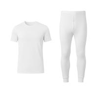 J & A MARTS Men’s Thermal Sleeveless Top & Bottom Set - Warm Winter Base Layer Vest and Long Johns - Fleece-Lined Thermals for Cold Weather, Stretch Fit Underwear (Sleeveless Pants Set-White, Small)