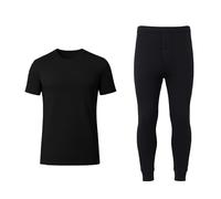J & A MARTS Men’s Thermal Sleeveless Top & Bottom Set - Warm Winter Base Layer Vest and Long Johns - Fleece-Lined Thermals for Cold Weather, Stretch Fit Underwear (Sleeveless Pants Set-Black, XXL)