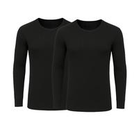 J & A MARTS Mens Thermal 2 Pack Underwear Vests & Long Sleeve Tops Set- Fleece Lined Winter Base Layer, Warm Thermal Undershirt for Cold Weather Soft Stretch Thermals (2- Long Sleeve- BLACK- Medium)