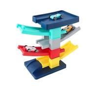 J&A MARTS Wooden Car Ramp Toy - Click Clack Track with 4 Mini Cars & Toy Garage | Montessori Wooden Ramp Racer Track | Zig Zag Race Track Educational Toys for 1 2 Year Old Boys Girls Birthday Gifts