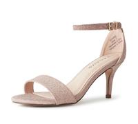J. Adams Dove Ankle Strap Womens Heels, Stiletto Heels For Women Sexy - Open Toe Heels For Women - Strappy Heels, Wedding Shoes For Bride, Summer Heels and Bridal Shoes, Fine Champagne Glitter, 6.5 UK