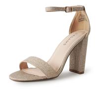 J. Adams Shirley Heels for Women - Ankle Strap High Heel Dressy Sandals, Fine Gold Glitter, 5.5 UK