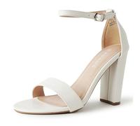 J. Adams Shirley Heels for Women - Ankle Strap High Heel Dressy Sandals, White Vegan Leather, 6 UK