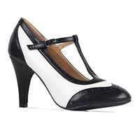 J. Adams Tango Heels for Women - T-Strap Round Toe Retro Oxford Pumps black Size: 5.5 UK