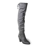 J. Adams Women's Aspen Over-the-Knee High Boots - Stylish Thigh-High Chunky Heels for Fall and Winter Fashion, Grey Vegan Suede, 5 UK
