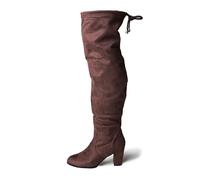 J. Adams Women's Aspen Over-the-Knee High Boots - Stylish Thigh-High Chunky Heels for Fall and Winter Fashion, Brown Vegan Suede, 9 UK