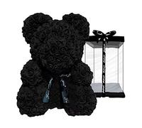 J.AKSO Handmade Rose Bear - The Perfect Anniversary of Flower Bear, Rose Bear, Mother and Rose Teddy Bear (Black)