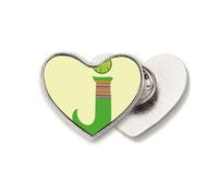 J Alphabet Orange Fruit Cute Pattern Heart Metal Pin Brooch Clip Love