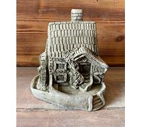 J and L Stone Ornaments Cute Water Mill House Cottage Statue Ornament - Stone (brown/grey/beige) - Earth Tones