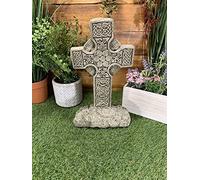 J and L Stone Ornaments Large Celtic Cross Memorial Grave Detailed Gift Ornament