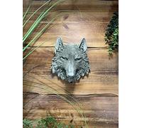 J and L Stone Ornaments STONE GARDEN SMALL NATURAL DETAILED WOLF HEAD WALL HANGING PLAQUE ORNAMENT