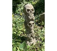 J and L Stone Ornaments Stone Garden Small Skull Tower Stack See, Hear, Speak No Evil Concrete Ornament