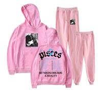 J Arthur The Pisces World Tour 2025 Hoodie Jogger Pants Two Piece Sets Sweatshirts+Sweatpants Women Men's Set (Pink,L)