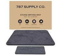 J.B Large Stone Drying Mat for Kitchen Counter - Quick Dry Stone Mat with Sink Caddy, Ultra Absorbent Dish Drying Stone for Kitchen Counter and Bathrooms, 16 x 12 Inch, Dark Gray/Black Marble Finish