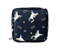 J.B.Y JUST BE YOURSELF 2 Pack Waterproof Period Pouch for Purse - Mini Sanitary Pad & Tampon Holder First Period Kit Leakproof Travel Bag, Navy blue unicorn, 5.1*5.1 Inch, Without Wings