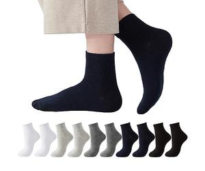 J-BOX 10 Pairs Womens Dress Socks 100% Cotton Crew Socks Casual Moisture Wicking Athelic Solid Black High Ankle Sox - Multi - One Size