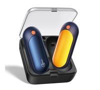 J-BRAUV Electric Hand Warmers Rechargeable 2 Pack, 2000mAh Reusable Hand Warmers with Charging Case 10000mAh, 5 Levels Heat Double Sided USB C Hand Warmer Up to 24H Heating, Golf Gifts for Men Women