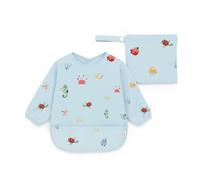 J.Børn BLW Long Sleeve Baby Feeding Bib 6-12M - Waterproof Coverall Weaning Bibs + Free Matching Storage Bag for Baby Led Weaning (Ocean)