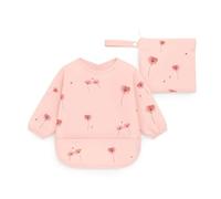 J.Børn BLW Long Sleeve Baby Feeding Bib 6-12M - Waterproof Coverall Weaning Bibs + Free Matching Storage Bag for Baby Led Weaning (Poppy Flowers)