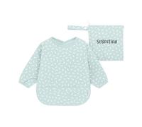 J.Børn BLW Long Sleeve Baby Feeding Bib + Free Personalised Matching Storage Bag for Baby Led Weaning, Waterproof Coverall Weaning Bibs 6-12M (Beans)