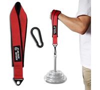 J Bryant Arm Wrestling Strap Belt Hand Grip Forearm Exercise Equipment Power Trainer for Cable Machine and Free Weight Workout（Red-Strap Only）