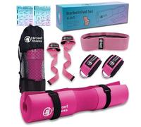 J Bryant Barbell Pad Set for Squats Bench Press Workout, Including Thick Cushioned Hip-Thrusts Pad with Carry Bag, Weight Lifting Straps, Hip Resistance Band and 2 Ankle Straps for Cable Machines