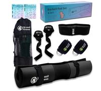 J Bryant Barbell Pad Set for Squats Bench Press Workout, Including Thick Cushioned Hip-Thrusts Pad with Carry Bag, Weight Lifting Straps, Hip Resistance Band and 2 Ankle Straps for Cable Machines