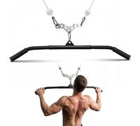 J Bryant LAT Pulldown Bar with Double to Single Cable Adapter Plate, 39" Detachable LAT Bar with 3 Carabiners for Home Gym Cable Machine, Pulley System Attachment for Back, Tricep & Row Training