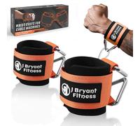 J Bryant Neoprene Padded Wrist Cuffs Gym Adjustable Straps System with Triangular Metal Rings for Cable Machines, Resistance Bands & Strength Training