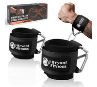 J Bryant Neoprene Padded Wrist Cuffs Gym Adjustable Straps System with Triangular Metal Rings for Cable Machines, Resistance Bands & Strength Training