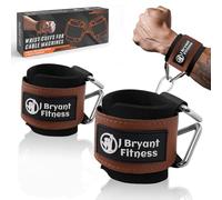 J Bryant Neoprene Padded Wrist Straps with Triangular Rings, Wide Microfiber Leather Cuffs, Adjustable Wrist Wraps for Cable Machines & Strength Training