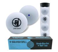 J Bryant Squash Balls 4 Pack, Single Blue Dot Rubber Squash Ball for Beginners and Kids Competition Training (White)